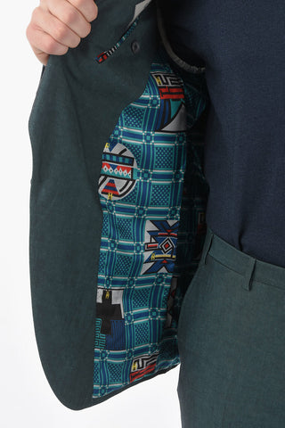 CC COLLECTION cotton and flax RESET peak lapel 1-button suit