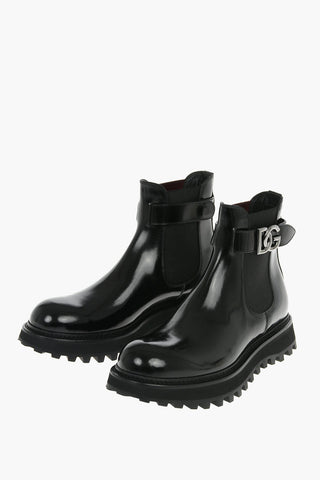 Leather BERNINI Chelsea Booties with Logoed Ankle Belt