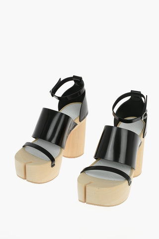 MM22 Sandali In Pelle Con Tacco In Legno 11 cm