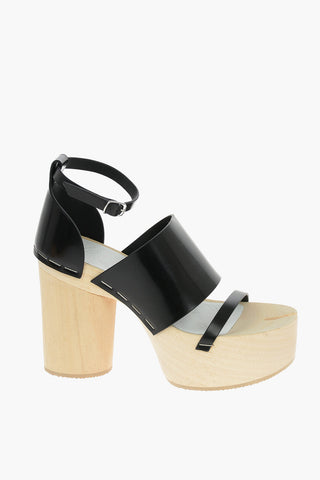 MM22 Sandali In Pelle Con Tacco In Legno 11 cm