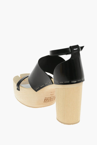 MM22 Sandali In Pelle Con Tacco In Legno 11 cm