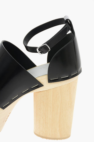 MM22 Sandali In Pelle Con Tacco In Legno 11 cm