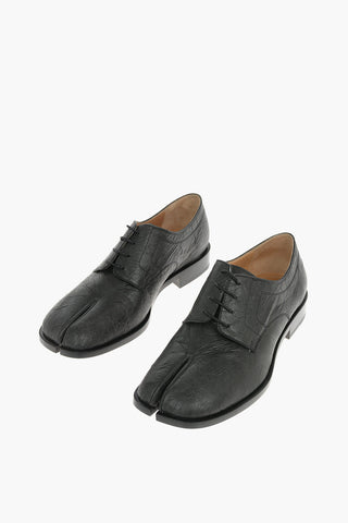 MM22 Crinkle Effect Tabi Derby Shoes