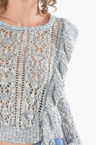 Maglia Girocollo Melange Con Rouches