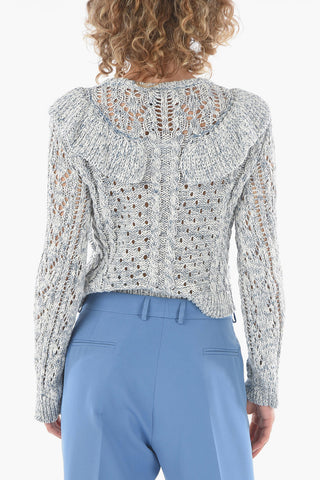 Ruffled Melange Crewneck Sweater