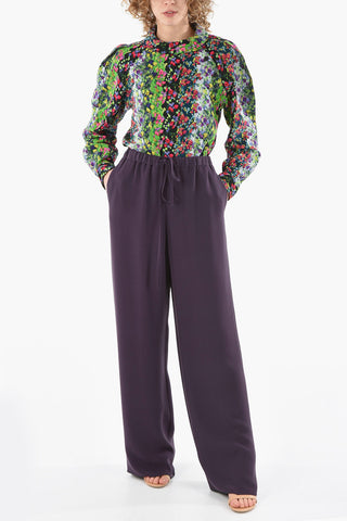 Silk Blend High Waist Palazzo Pants