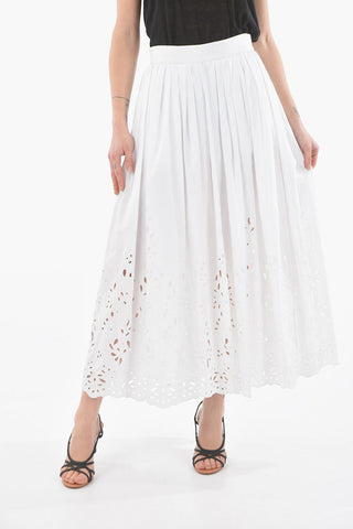 Cotton-voile Maxi Skirt with Broderie Anglais Embroidery