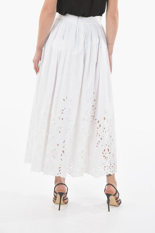 Cotton-voile Maxi Skirt with Broderie Anglais Embroidery
