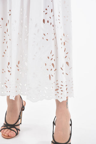 Cotton-voile Maxi Skirt with Broderie Anglais Embroidery