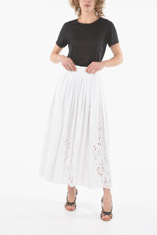 Cotton-voile Maxi Skirt with Broderie Anglais Embroidery