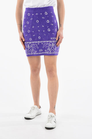 Paisley-jacquard Miniskirt with Lettering Logo