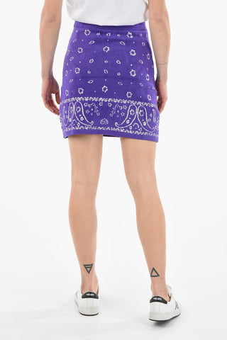 Paisley-jacquard Miniskirt with Lettering Logo