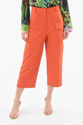 Utility Pocket Cropped Fit Cotton Blend Pants