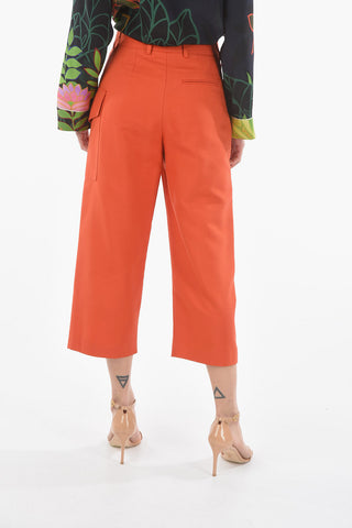 Utility Pocket Cropped Fit Cotton Blend Pants