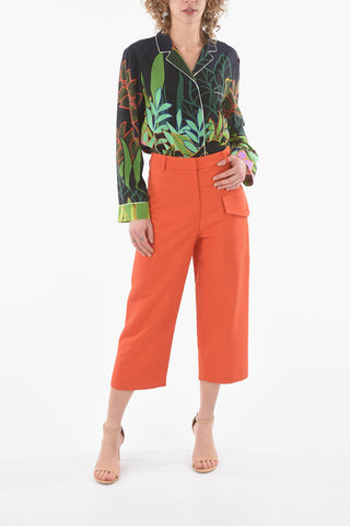 Utility Pocket Cropped Fit Cotton Blend Pants