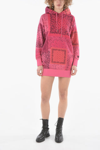Brushed-cotton Hoodie-Dress with BANDANA Print