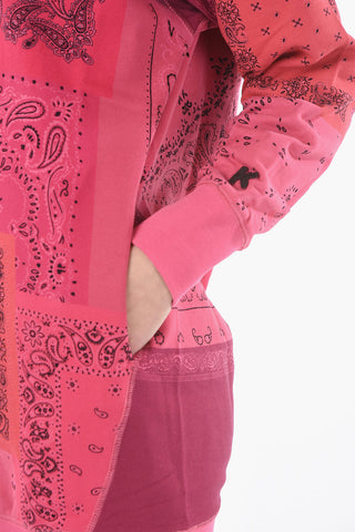 Brushed-cotton Hoodie-Dress with BANDANA Print