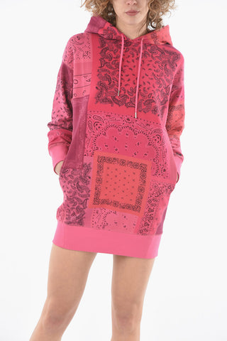 Brushed-cotton Hoodie-Dress with BANDANA Print