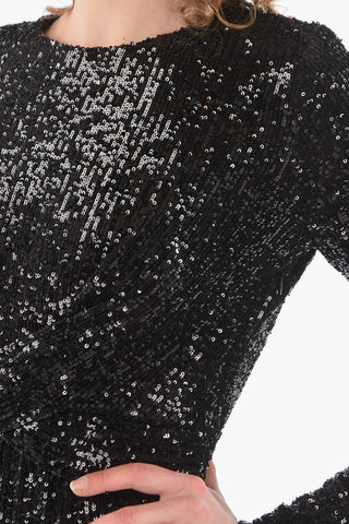 Front Draped Sequined Dress