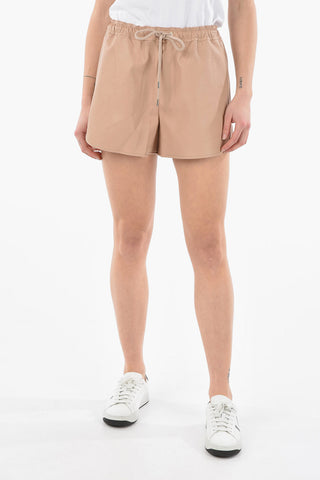 Shorts in Ecopelle con Elastico in Vita
