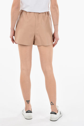 Shorts in Ecopelle con Elastico in Vita