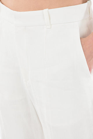 Linen Straight-leg Pants with Single Pleat