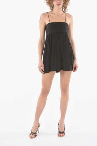 Satin Bodice and Detail Silk Flared Minidress