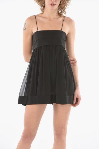 Satin Bodice and Detail Silk Flared Minidress
