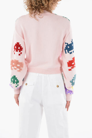 Embroidered GAME Wool Blend Crop Sweater
