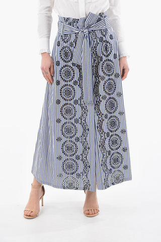 Striped Belted CAROL Skirt with Embroidery