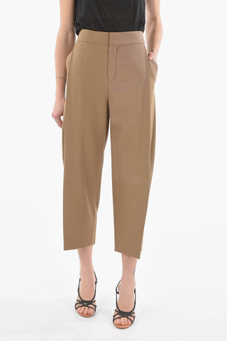Pantaloni Wide-leg Crop a Una Pince Laterale
