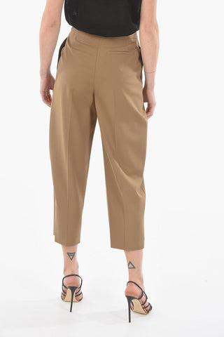 Pantaloni Wide-leg Crop a Una Pince Laterale