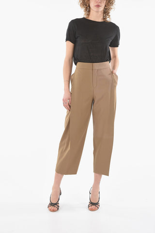 Pantaloni Wide-leg Crop a Una Pince Laterale
