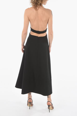 Cut-out Detail Bare Back Wool Dress