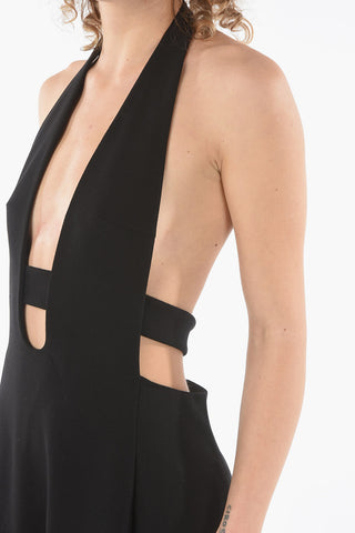 Cut-out Detail Bare Back Wool Dress