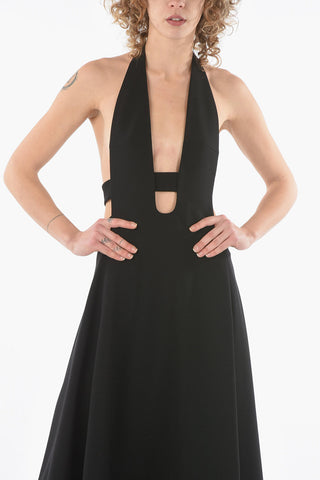 Cut-out Detail Bare Back Wool Dress