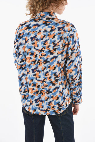 Viscose-satin Printed Shirt with Double Breast-pocket