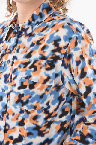Viscose-satin Printed Shirt with Double Breast-pocket