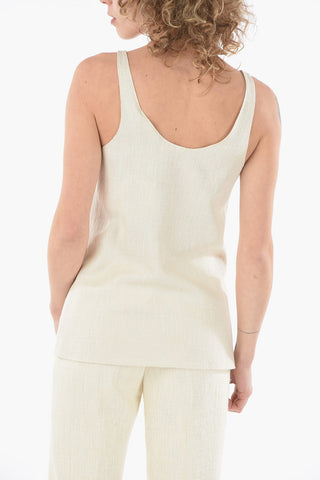 Silk-blend Natté Top Detailed with Eyelets and Leather Laces