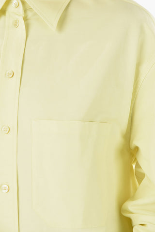 Breast-pocket Flax Blend Crop Shirt