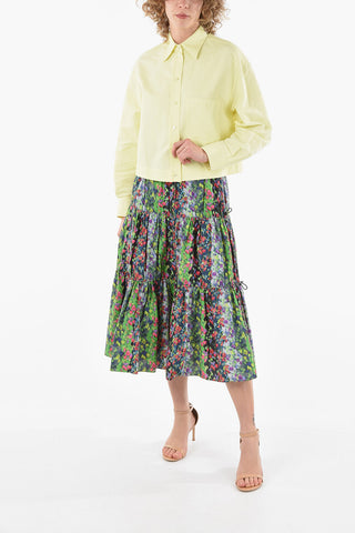 Breast-pocket Flax Blend Crop Shirt