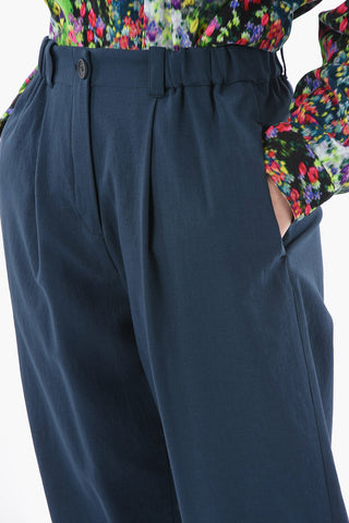 High-waisted Chino Pants with Inverted Pleats