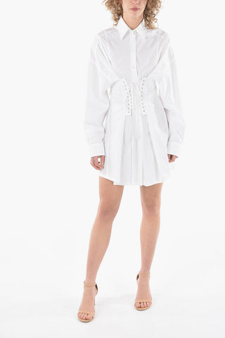 Cinched Waist Long Sleeved Shirt Dress