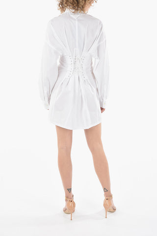 Cinched Waist Long Sleeved Shirt Dress