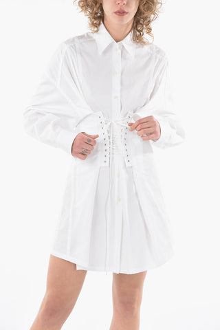 Cinched Waist Long Sleeved Shirt Dress