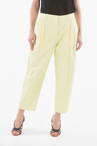 Double-pleated Flax Blend Mom Fit Pants