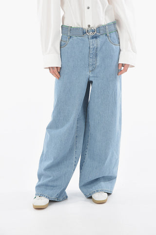 Five Pockets Wide Leg Denims with Metal Loops