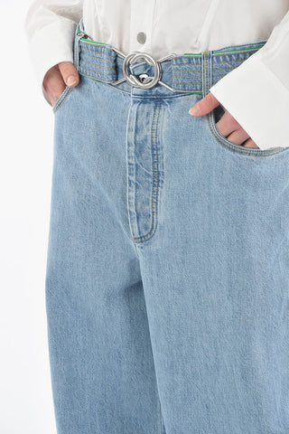 Five Pockets Wide Leg Denims with Metal Loops