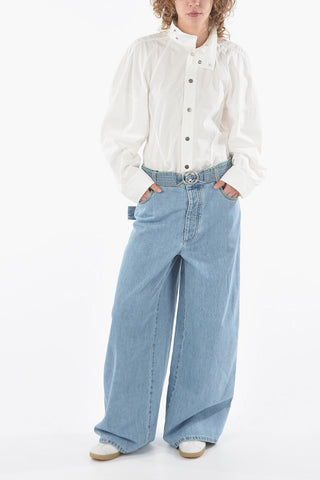 Five Pockets Wide Leg Denims with Metal Loops