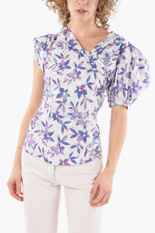 Crepe-Silk-blend MADINEA Asymmetric Top in Floral Print